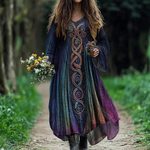 Load image into Gallery viewer, Women's Vintage Viking Celtic Gradient Art Linen Dress