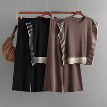 Load image into Gallery viewer, Stylish Striped Patchwork Solid Color Sleeveless Top &amp; High Waist Pants Two-Piece Set