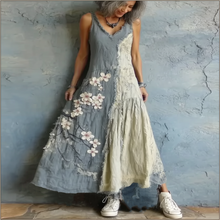Load image into Gallery viewer, Women's Retro Japanese Sakura Splicing Sleeveless Dress