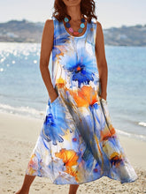 Load image into Gallery viewer, Women's  Flower  Art Print Casual Linen Dress