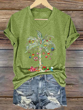 Load image into Gallery viewer, Women's Christmas Palm Tree Print T-Shirt
