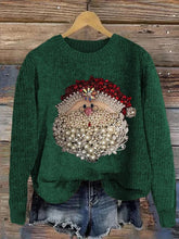 Load image into Gallery viewer, Women's Christmas Santa Claus Jewel Art Crew Neck Sweatshirt