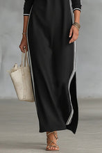 Load image into Gallery viewer, Women's Minimalist White-trimmed Button-down Collar Sweatshirt Dress Maxi Dress