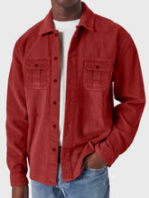 Load image into Gallery viewer, Men's Casual Corduroy Double Pocket Solid Color Long Sleeve Shirt