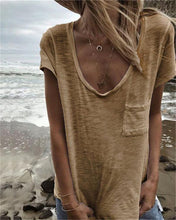 Load image into Gallery viewer, V Neck Casual Pocket Tops Beach Summer Women Holiday Daily Blouse