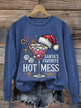 Load image into Gallery viewer, Women&#39;s Christmas Santa&#39;s Favorite Hot Mess Printed Crew Neck Sweatshirt