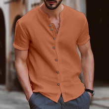 Load image into Gallery viewer, Men's Vintage Button Cotton Linen Short Sleeve Shirt