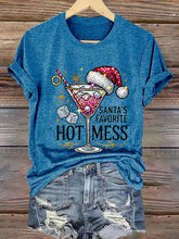 Load image into Gallery viewer, Women&#39;s Christmas Santa&#39;s Favorite Hot Mess Printed Crew Neck T-Shirt