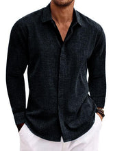 Load image into Gallery viewer, Men's Linen Solid Color Casual Loose Daily Hawaiian Long Sleeve Shirt