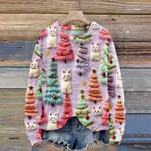 Load image into Gallery viewer, Christmas Tree Cute Cat 3D Print Knit Pullover Sweater