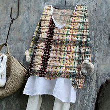 Load image into Gallery viewer, Rainbow Colorful Embroidered Stitch Textile Art Linen Blend Tunic