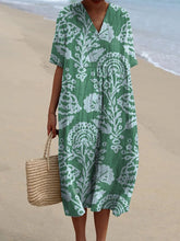 Load image into Gallery viewer, Women's Vintage Floral Art Print Casual Flowy Dress