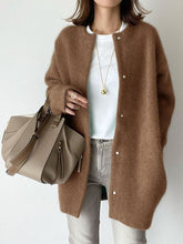 Load image into Gallery viewer, Retro Solid Color Loose Button Pocket Knitted Cardigan