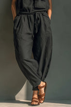 Load image into Gallery viewer, Women's Black Cotton Blend Sleeveless Jumpsuit With Square Neck &amp; Utility Pocket Detail