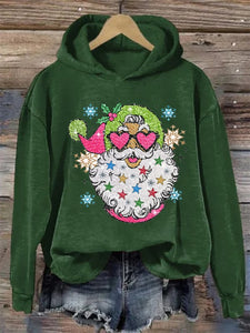 Women's Shiny Santa Print Sweatshirt