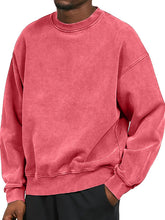 Load image into Gallery viewer, Men's Washed Distressed Cotton Basic Round Neck Long-sleeved Sweatshirt
