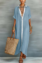 Load image into Gallery viewer, Women's Minimalist Linen Blend Short-sleeved Shirt Maxi Dress