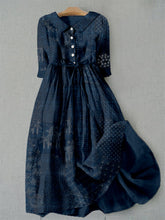 Load image into Gallery viewer, Japanese Traditional Sashiko Art Lace-up Casual Maxi Dress