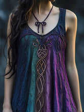 Load image into Gallery viewer, Vintage Celtic Mythology Gradient Lace Linen Tank Dress