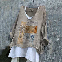 Load image into Gallery viewer, Women's Colorful Embroidered Geometric Textile Art Linen Blend Tunic