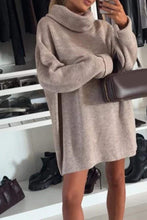 Load image into Gallery viewer, Women's Long Sleeve Casual Sweater Dress with Pile Collar