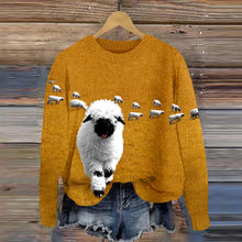 Load image into Gallery viewer, Greetings From The Stray Sheep Graphic Crew Neck Cozy Knit Sweater