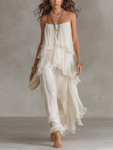 Load image into Gallery viewer, Romantic Sheer Tiered Chiffon Maxi Dress
