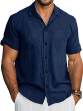 Load image into Gallery viewer, Men's Hawaiian Solid Lapel Short Sleeve Shirt