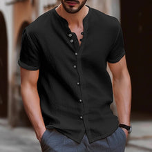 Load image into Gallery viewer, Men's Vintage Button Cotton Linen Short Sleeve Shirt