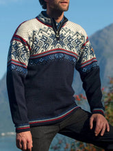 Load image into Gallery viewer, Vintage Warmth Trui Knit Jacquard Icelandic Half Zip Collar Sweater（Unisex ）