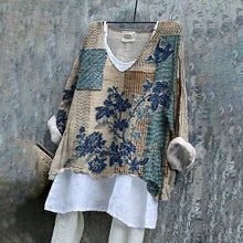 Load image into Gallery viewer, Floral Embroidered Japanese Sashiko Fiber Art Linen Blend Tunic