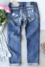 Load image into Gallery viewer, Valentine's Day Love Heart Print Ripped Denim Jeans