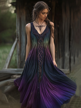 Load image into Gallery viewer, Viking Celtic Art Gradient Linen Tank Dress
