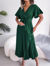Load image into Gallery viewer, Crossover V-neck Pleated Maxi dress