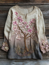 Load image into Gallery viewer, Vintage Floral Embroidery Women's Linen Long Sleeve Shirt