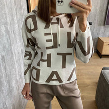 Load image into Gallery viewer, Hooded sports letter knitted two-piece set