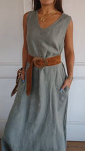Load image into Gallery viewer, V-neck Belted Waist Dress