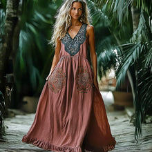 Load image into Gallery viewer, Women's Elegant Ethnic Style Sleeveless Linen Maxi Dress