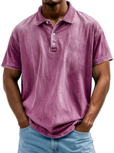 Load image into Gallery viewer, Men's Vintage Washed And Distressed Pure Cotton Lapel Short-sleeved Polo Shirt