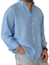 Load image into Gallery viewer, Men's Casual Simple Cotton Lapel Long-Sleeved Shirt