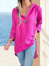Load image into Gallery viewer, Women's Hooded V-Neck Casual Resort Shirt