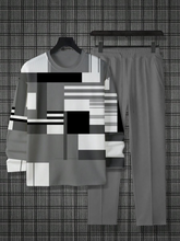 Load image into Gallery viewer, Men&#39;s Simple Colorblock Round Neck Casual Sports Set 051