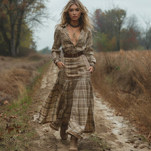 Load image into Gallery viewer, Women's Vintage V-neck Bohemian Pastoral Style Long-sleeve Maxi Long Dress