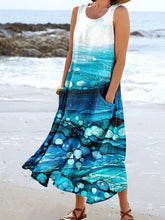 Load image into Gallery viewer, Women's Beachy Watercolour Stripes Beach Art Print Pocket Casual Resort Comfort Maxi Dress