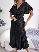 Load image into Gallery viewer, Crossover V-neck Pleated Maxi dress