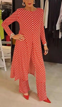 Load image into Gallery viewer, Women's Round Neck Long Sleeve Polka Dot Print Suit