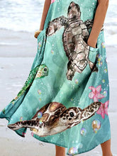 Load image into Gallery viewer, Women's Sea Turtle Ocean Art Print Pocket Casual Resort Comfort Maxi Dress