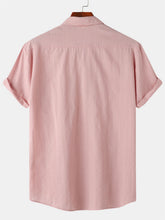 Load image into Gallery viewer, Men's Cotton And Linen Striped Texture Comfortable Pocket Daily Short-sleeved Shirt