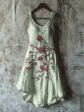 Load image into Gallery viewer, Vintage Celtic Knot With Cherry Blossoms Pattern Linen Tank Dress