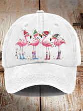 Load image into Gallery viewer, Unisex Distressed Washed Cotton Christmas Flamingo Hot Spot Hat